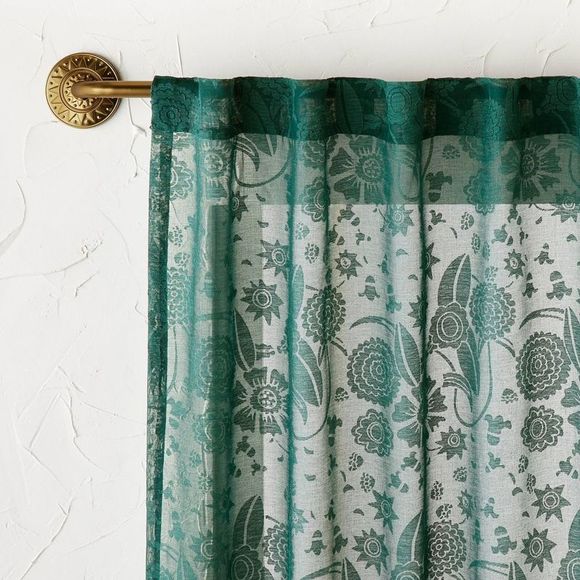 95"x54" Idris Printed Burnout Sheer Curtain Panel Teal - Opalhouse designed! - Picture 1 of 1